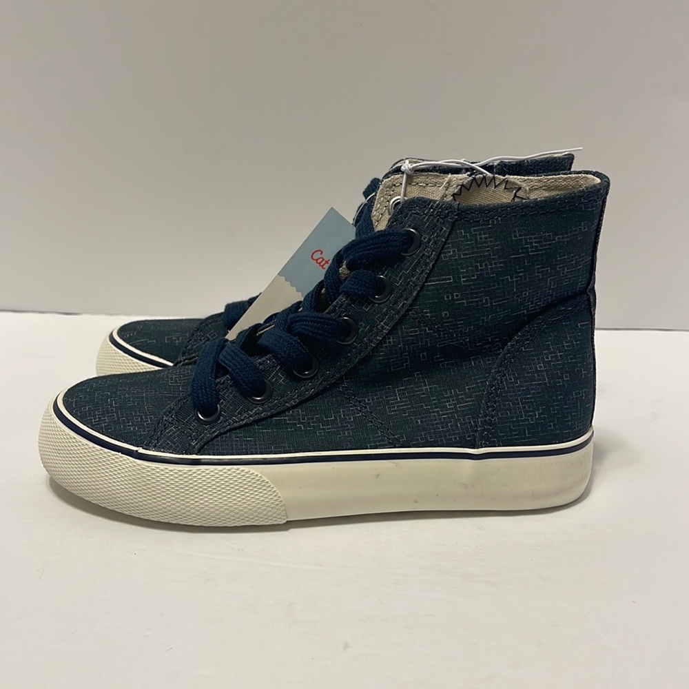 Boy’s Size 13 Blue Pattern Lace Up High Top Sneakers w/ Zipper Closure